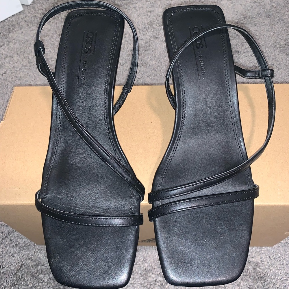 ASOS Black low sandal heels size 9
